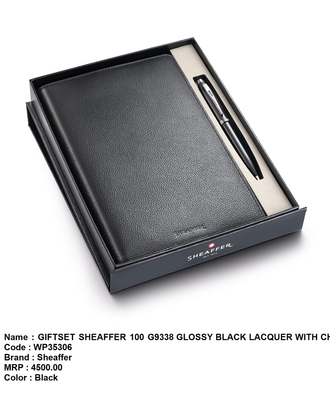 Giftset sheaffer 300 G9338 glossy black lacquer with chrome